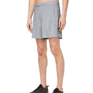 Lululemon Surge Shorts 6" Heather All Over Sea Salt Light Cast Gray Size L